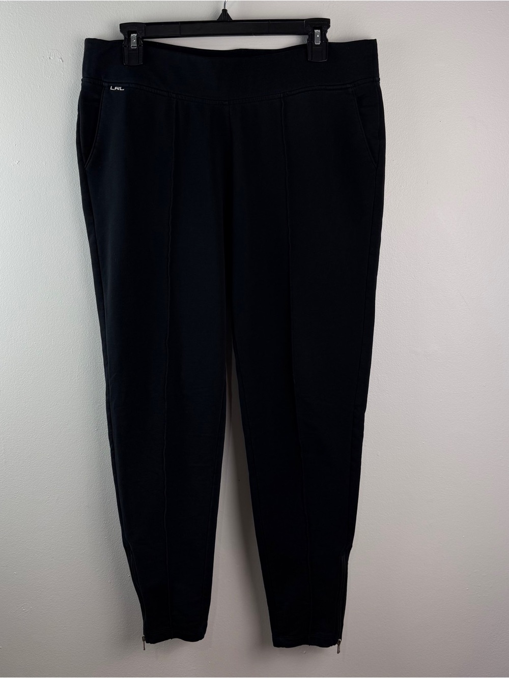 Lauren Ralph Lauren Ponte Knit Pants Women’s L Black High Rise Ankle Zip